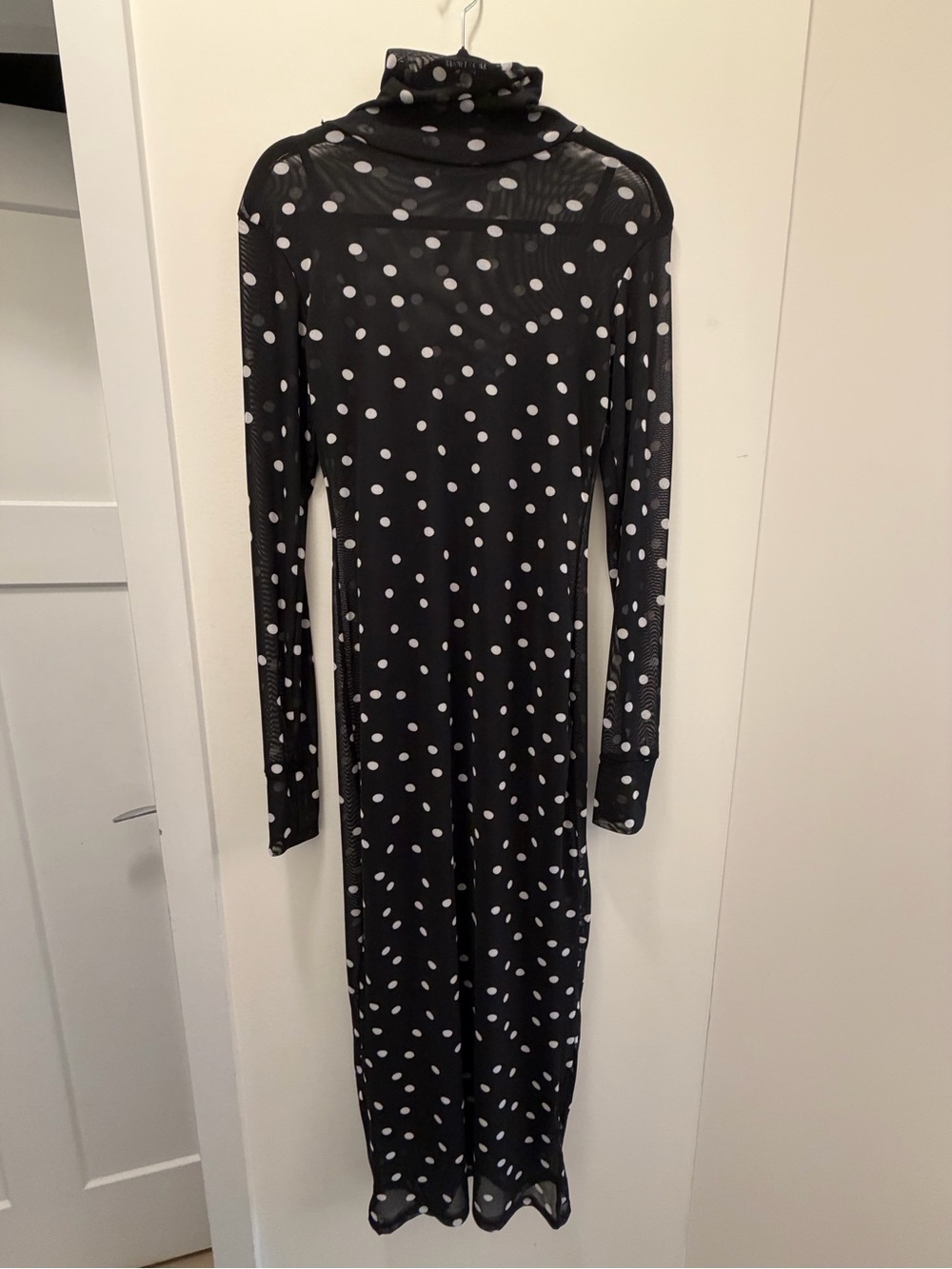Two Piece Black Polka Dot Long Sleeve Turtleneck Dress Brand New with Tags